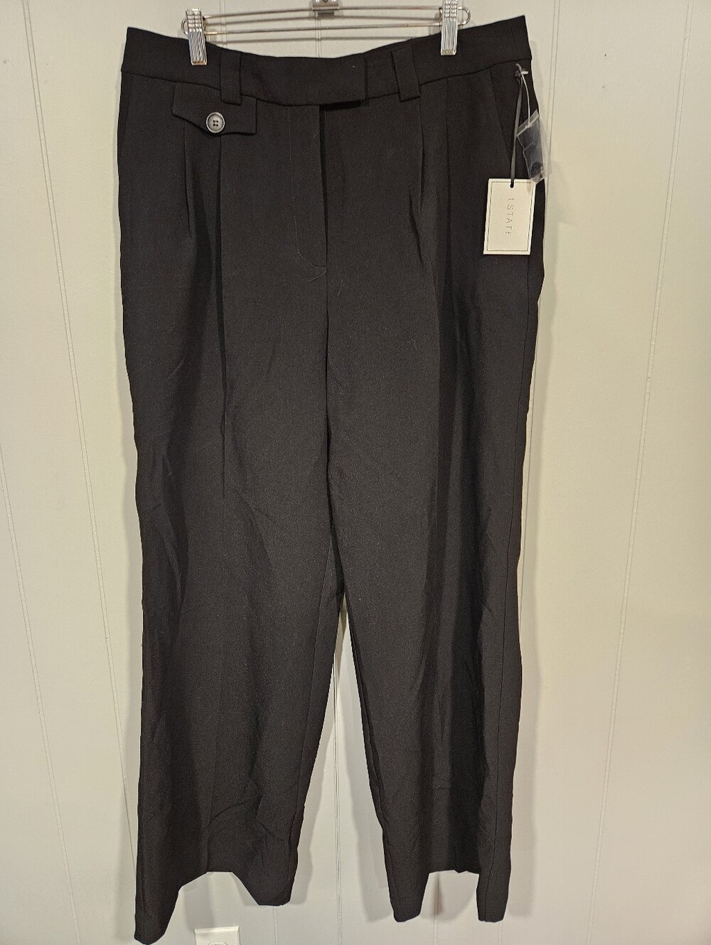 1. State Women's 34x32 Size 12 Black Dress Pants Trousers Wide Leg Pockets NWT